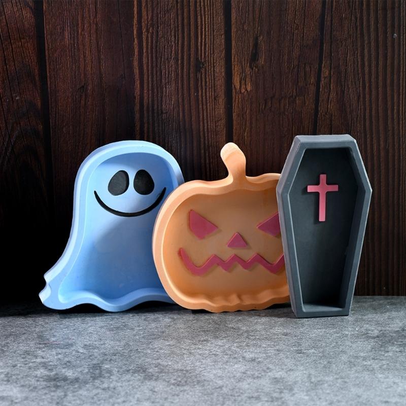 Silicone Resin Mold Resin Tray Molds Halloween Series Silicone Plate Molds Suitable for Crafting and Table Decoration