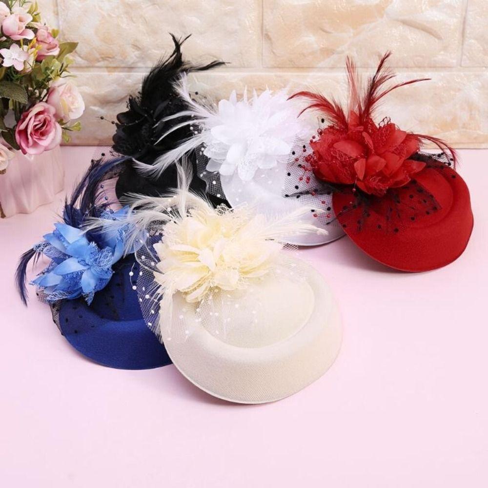 Flower Fascinator Hat Formal Hat Fedoras Hat Hair Clip Fashion Feather Hairpin  Girl/Women