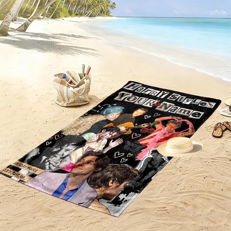 Name Custom Music Themed harry-styles Print Beach Towel, Large Soft Quick Dry Towel for Beach Camping Swimming