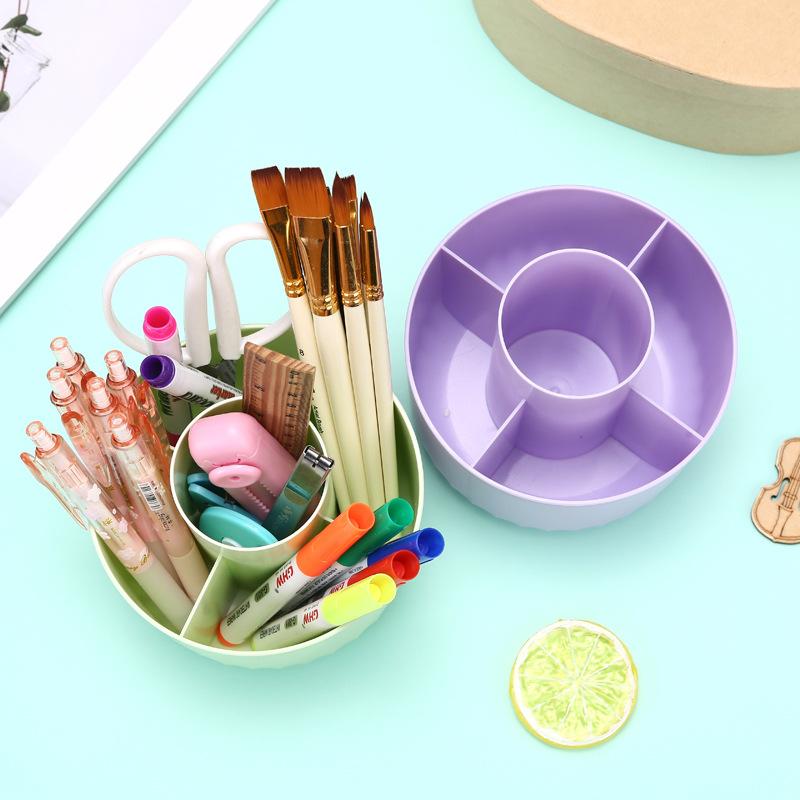 INS-Style Rotating Pen Holder for Students - Large-Capacity Creative Storage Box with High Aesthetics for Desktop