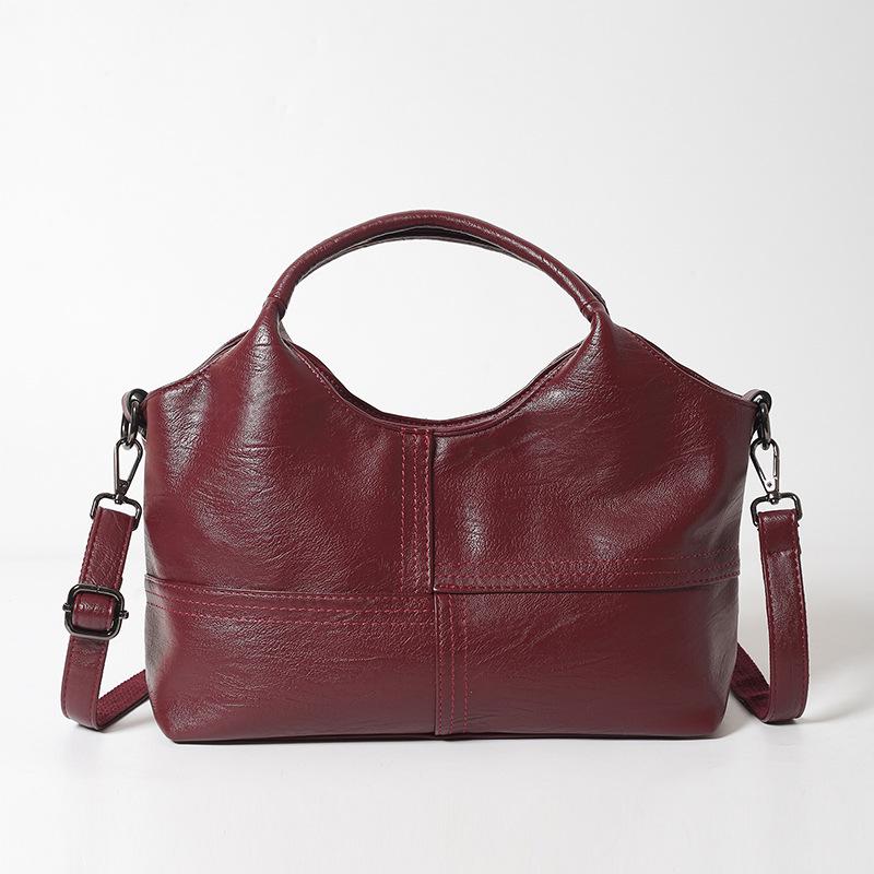 Textured Soft Leather Crossbody Handbag for Middle-Aged Women – Lightweight, Large Capacity, Perfect for Commuting.