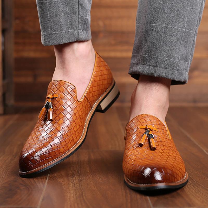 Fashion Fashion Formal Leather Shoes for Men Dress Business Shoes Male Geometric Oxfords Party Wedding Casual Mens Flats Chaussure Homme