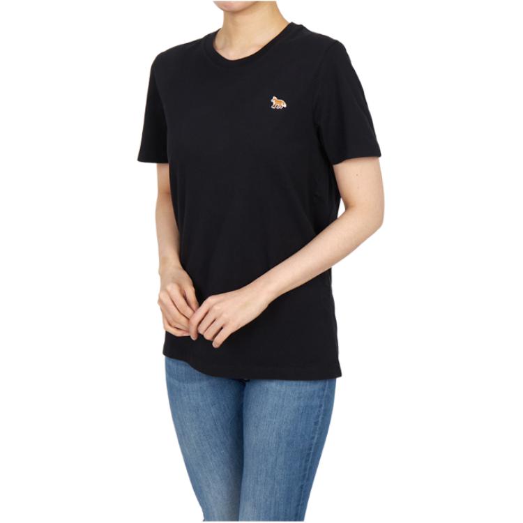 Maison Kitsune Logo Round Neck Drop Shoulder Short Sleeve T-Shirt Women T-shirts PW00115KJ7026-P199