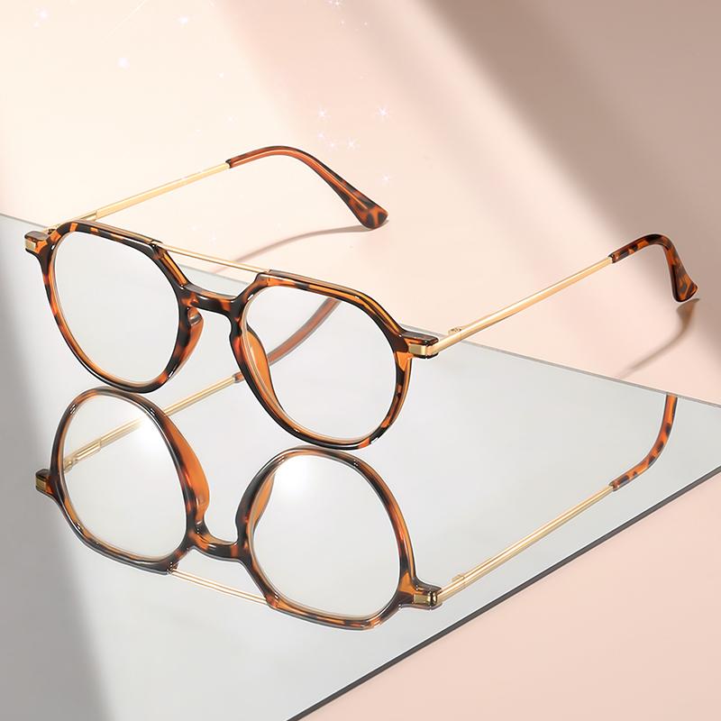 Double-beam high-end metal leg reading glasses, fashionable and ultra-light, daily wear, shooting decoration, reading glasses