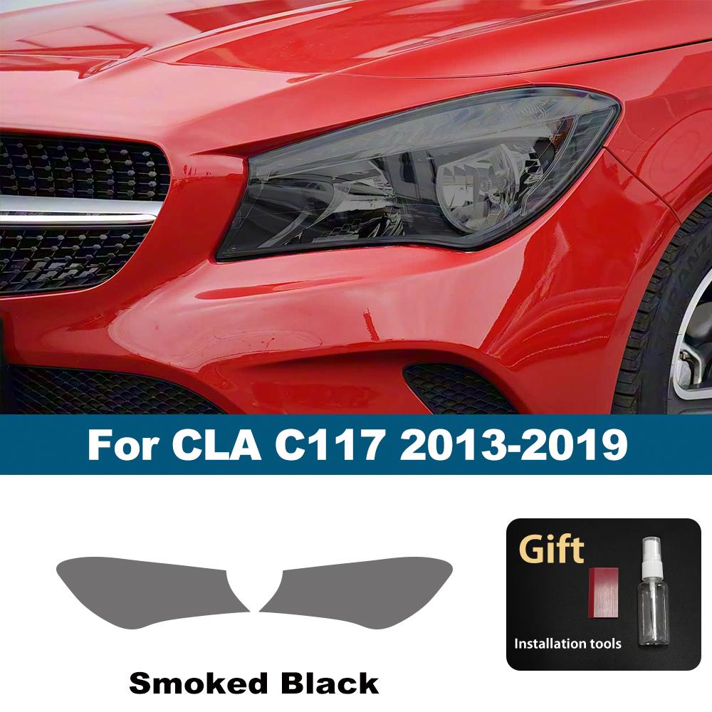 For Mercedes Benz CLA/CLE/CLS TPU Car Headlight Protective Film Smoke Black Gloss Pre-Cut PPF Anti-Scratch Vinyl Wrap Cover Kit
