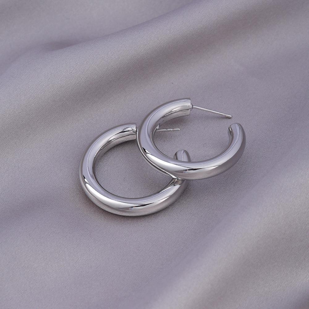 Retro Hong Kong Style Gold Plated Hoop Earrings - Versatile Cross-Border Fashion Studs