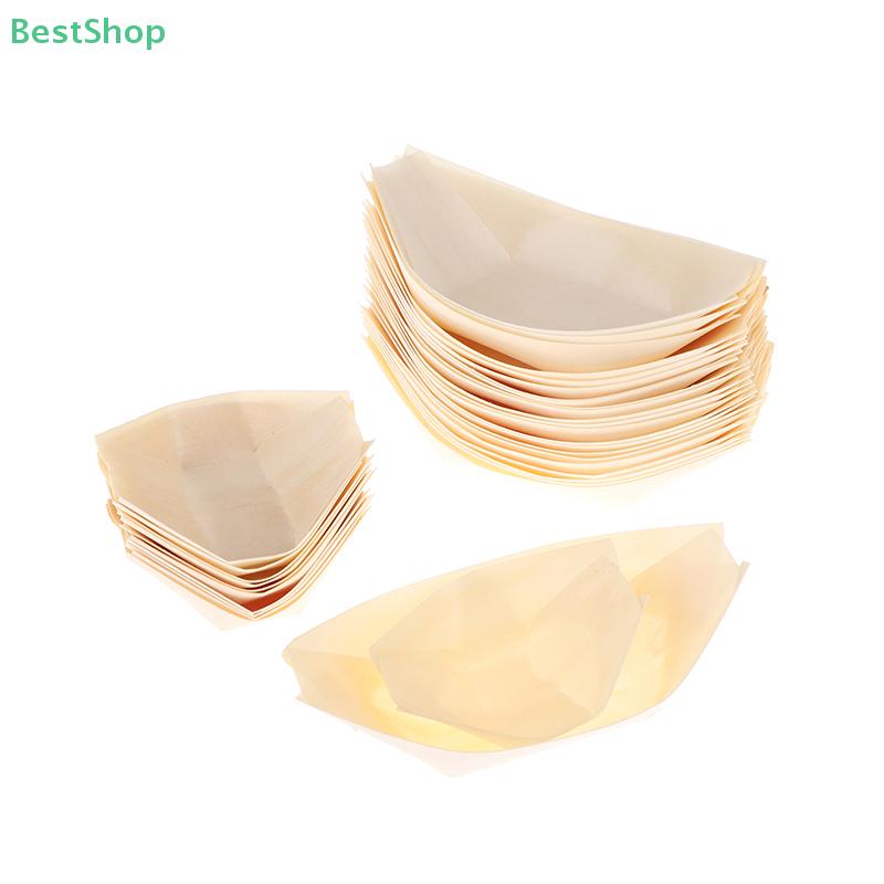 50Pcs Sushi Salad Dessert Bowl Pine Wood Serving Bowl Home Party Wedding Supplies