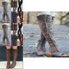 Elegant Womens Over The Knee Lace Up Bandage Thigh High Combat Low Heel Boots Flat Shoes For All-day Comfort