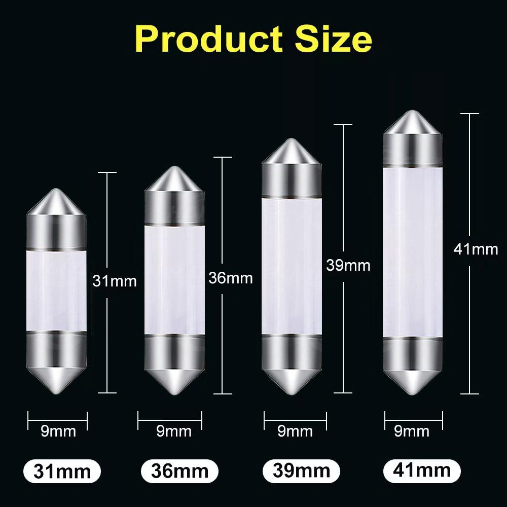 4/10 PCS C5W Festoon 31mm 36mm 39mm 41mm LED Bulbs COB 12V 6000K White Car Interior Dome Maps Reading Trunk Linse Plate Lights