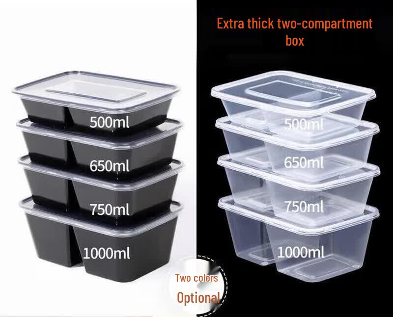 ZLIII Disposable 2-Compartment Transparent Takeout Containers