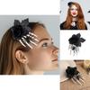 Halloween Black Rose Skull Claw Hair Clip With Spooky Spider For Costume Accessories