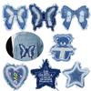 1PC Sew On for Clothing Denim Patches Large Embroidery Patch Sports Shoes Bear Shape DIY Five-pointed Star Bowtie