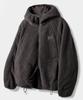Dimitri Black Balaclava Slash Hood Zip-Up_Sherpa Fleece Charcoal