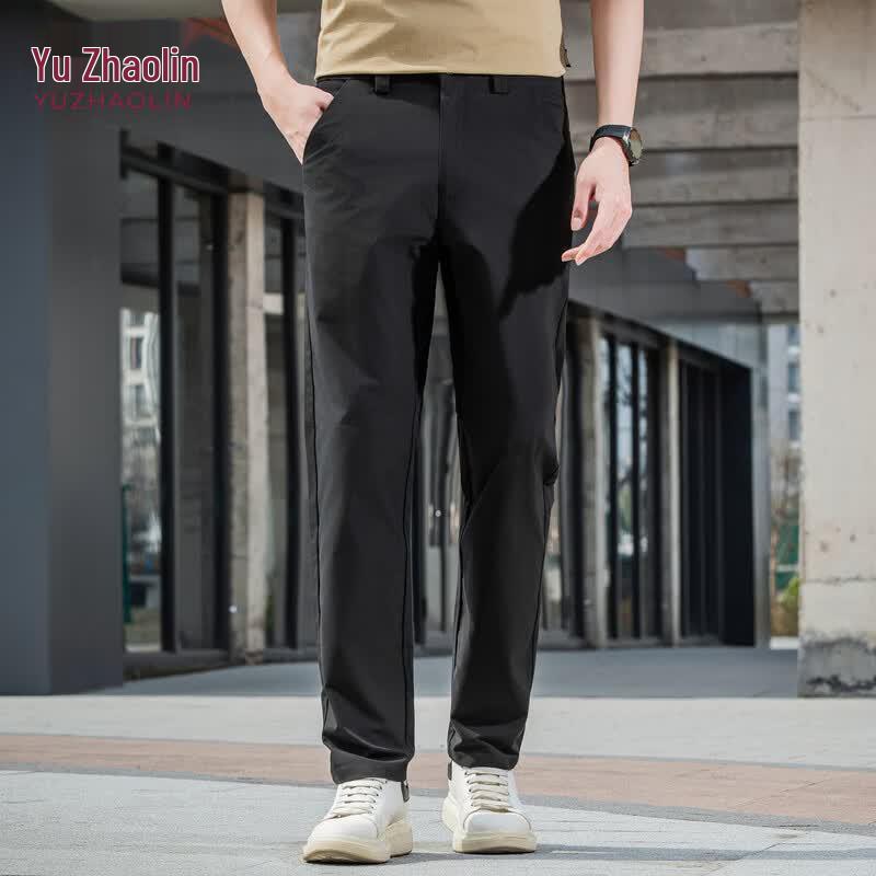 YUZHAOLIN Men s Casual Straight Leg Trousers L чёрный