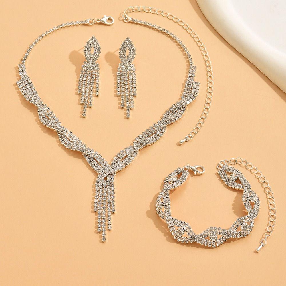 Zircon Bracelet Wedding Bridal Accessories Rhinestone Jewelry Set Bridal Accessories