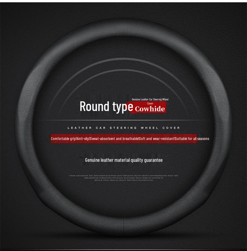 Genuine Leather Non-Slip Steering Wheel Cover for Jaguar XF, F-PACE, XEL, XFL, XJ, XE - All Seasons