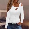 Fashion Off Shoulder Irregular Women Blouse Slim Fit Casual Shirts Ladies Long Sleeve Streetwear Elegant Hollow Out Swet Tops Female Simple Clothing
