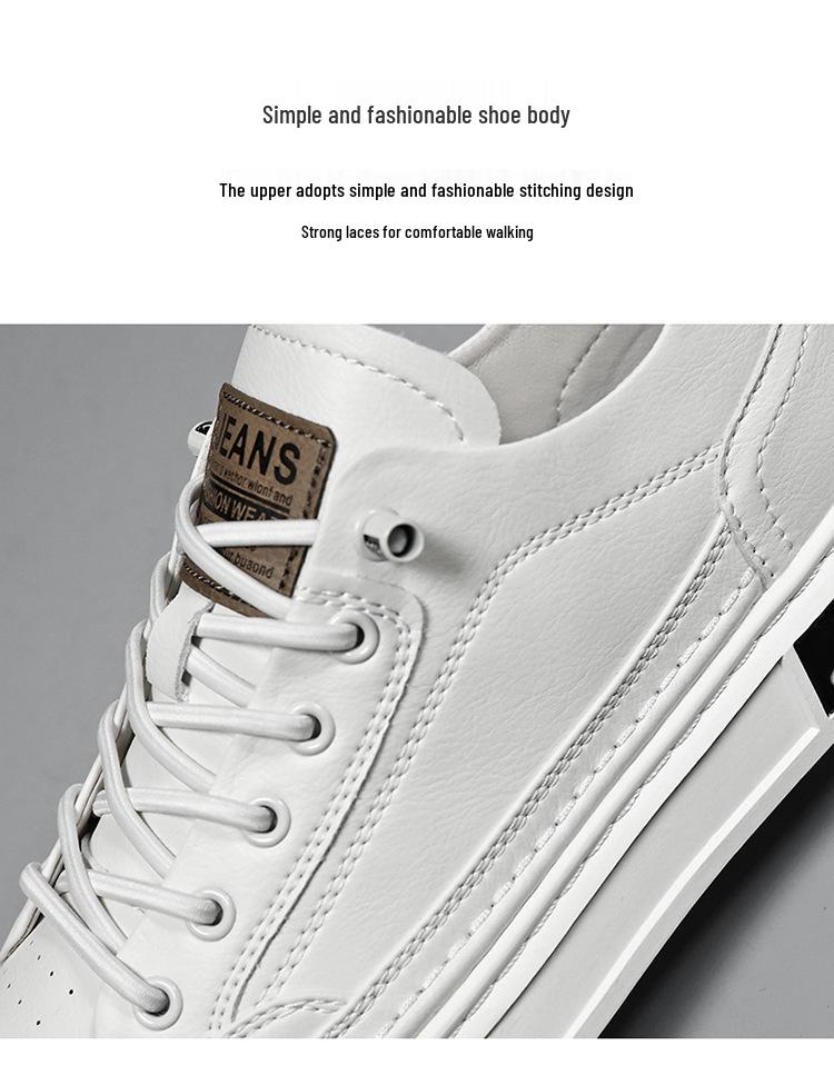Men's Breathable White Sneakers - Korean Style Casual Flats