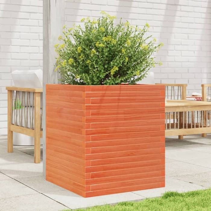 VidaXL Planter Wax Brown 60x60x68.5 Cm Solid Pine Wood, Outdoor Planter, Flower Box, Tomato Planter, 3282471