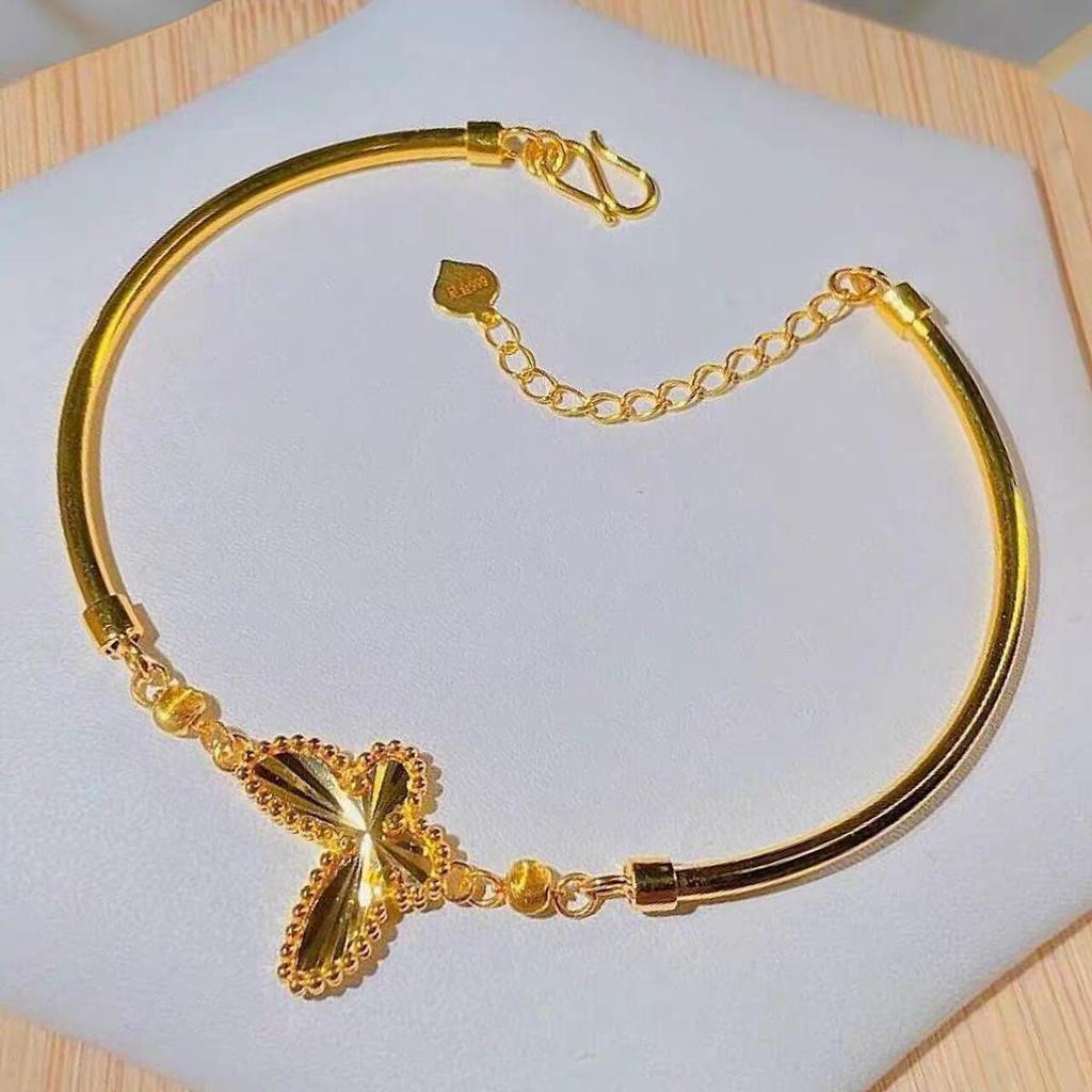 24K Gold Plated Flashing Laser Butterfly Bangle: Elegant, Fashionable, and Versatile Women's Bracelet
