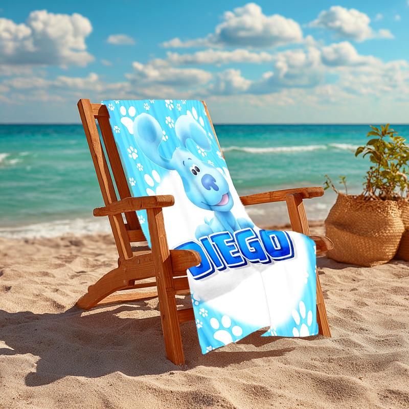 1pc Pistas da Blue Blue’s Clues3 Beach Towel, Comfortable and Thick, and Swimming/Bath/Picnic/Camping Towel, Suitable for Seaside Beaches