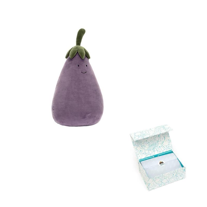 

JELLYCAT Fun Food Lively Eggplant Large Doll Plush Doll 40cm Tall Blue Box баклажани кольору