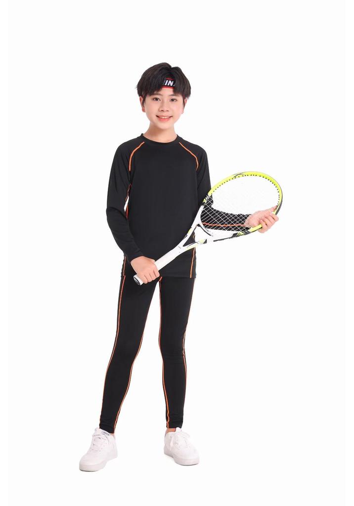 Kids' Quick-Dry Base Layer Sports Set: High-Elasticity Compression Top & Pants for Running, Training, Fitness, and Basketball