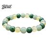 Adjustable Jewelry for Men Women 8mm Faux Crystal Beaded Bracelet Natural Stone Round Beads Healing Unique Textured Wrist Ornaments Green Gemstones