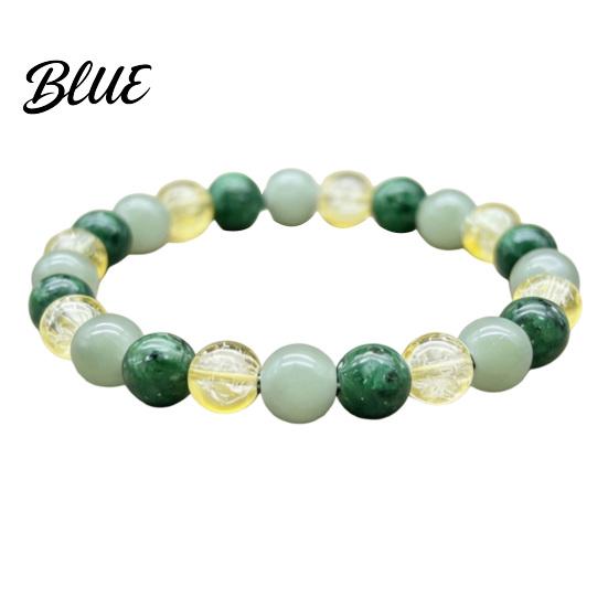 Adjustable Jewelry for Men Women 8mm Faux Crystal Beaded Bracelet Natural Stone Round Beads Healing Unique Textured Wrist Ornaments Green Gemstones