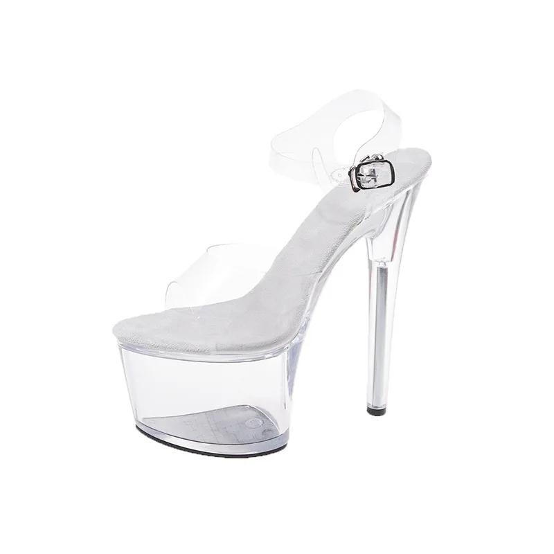 Fashion Crystal Show Stripper Heels Clear Shoes Women 2025 Platforms High Heels Sandals Female Transparent Sexy Wedding Shoes Slipper