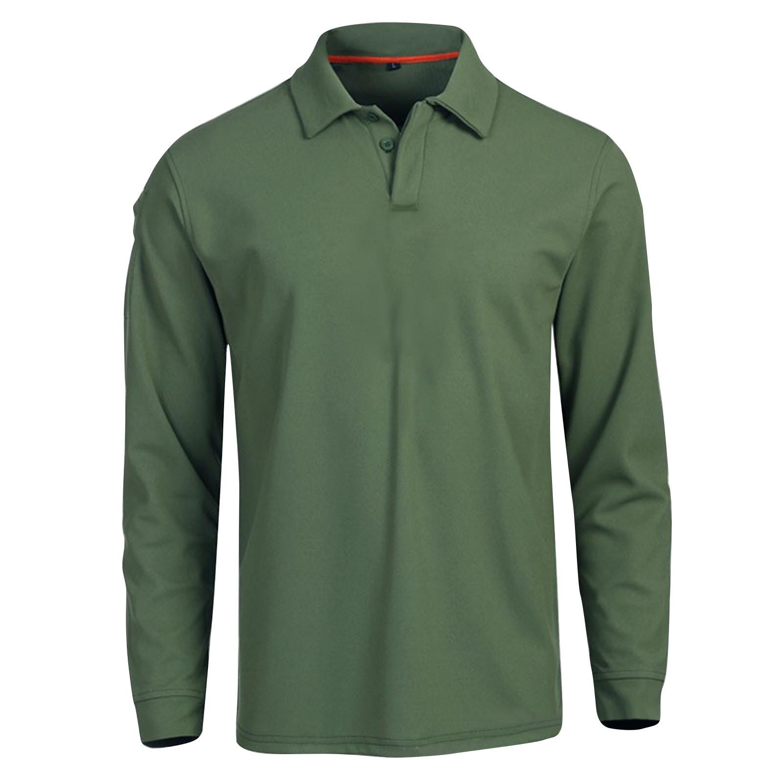 

Men s Summer Solid Color Button Lapel Loose Long Sleeve Top XXXL армія зелений колір