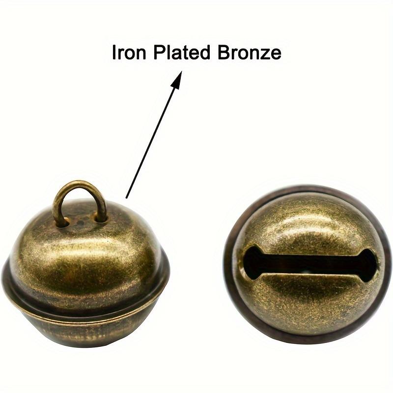 50/100pcs Vintage Metal Jingle Bells for Christmas Decor,  Dog Cat Pendants, Crafts, and Holiday Ornaments - Hanging Method