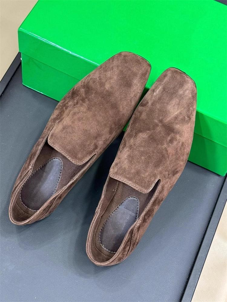 Sheepskin version~ French retro leather diagonal cut square head commuter shoes simple lazy one pedal flat single shoes women