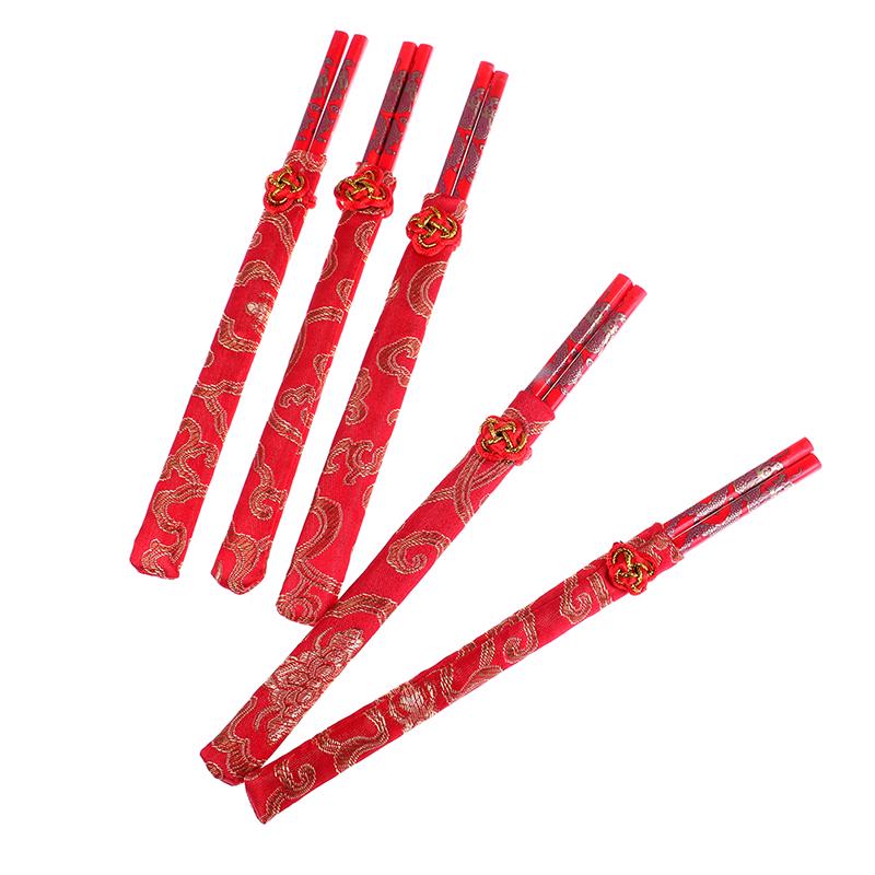 Red Chopsticks Chinese Wood Bag Holder Dinnerware Flatware Kitchen Food Stick
