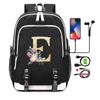 26 English Letters Black Backpack Cosplay Canvas Rucksack Children Kids Schoolbag Travel Bag Back To School Bookbag