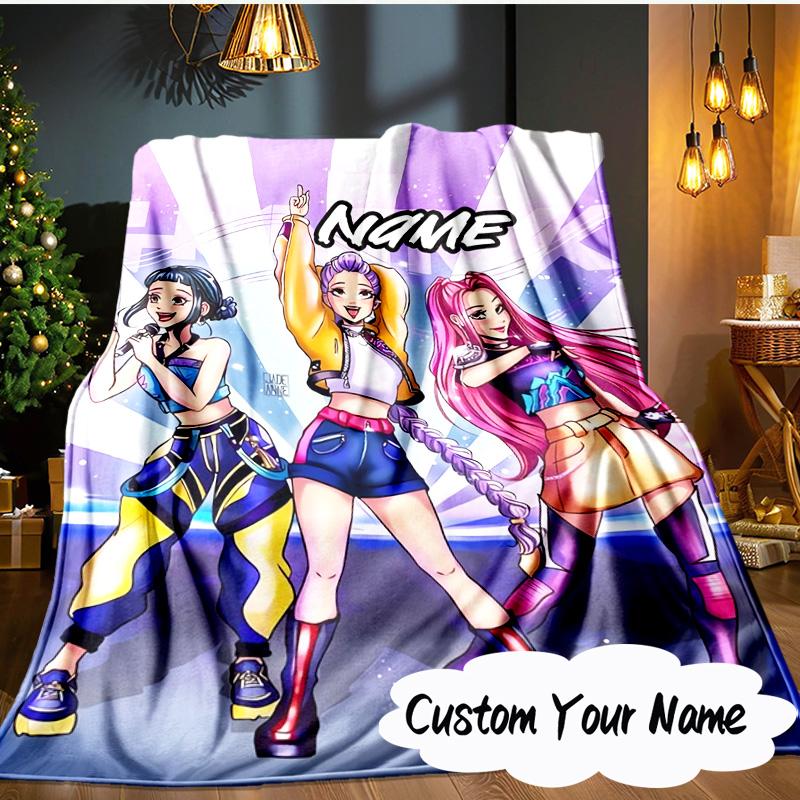 Custom Name Fantasy Friends KPop Blanket Ideal Bedding Blanket Perfect for Travel, Camping, Living Rooms, Offices, Sofas, Fan Christmas gift