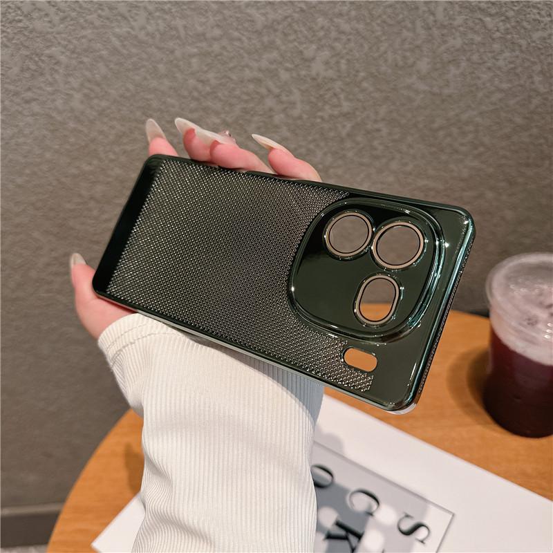 Full Cover Plating Grid Heat Dissipation PC Case With Lens Film For Vivo iQOO 12 Pro Back Shell Protector