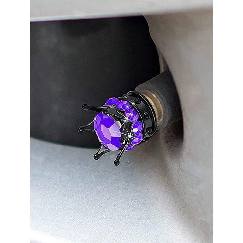 Rhinestone Decor Crown Shaped Car Tire Valve Cap