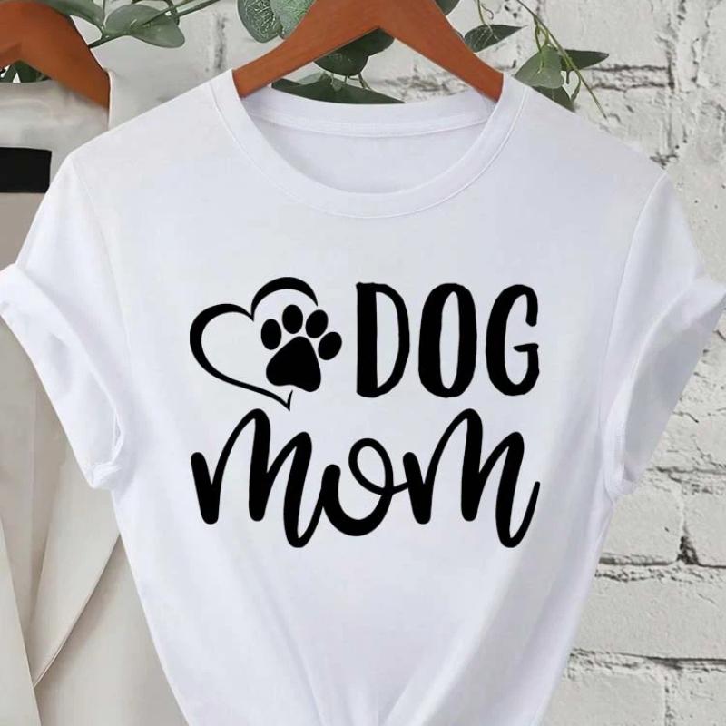 Trend Dog Mama Bedruckte Damen T-Shirts Mode Cartoon Grafikdruck T-Shirts Kleidung Damen Shirt Kurzarm Lässige Tees