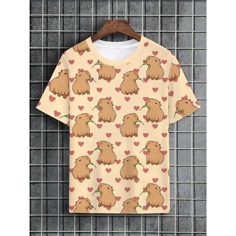 Funny Capybara Graphic 3D Printed T Shirt For Men Women Cartoon Animal Short Sleeve T-Shirts Summer Casual Loose Y2k Boys Tees