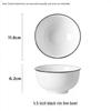 4.5-inch Ru Han White Ceramic Rice Bowls with Black Rim, Set of 6