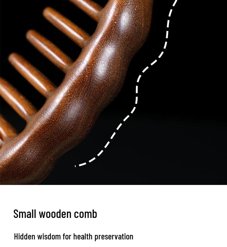 Unpainted Golden Sandalwood Multi-Tooth Scalp Massage Comb - Portable and Fine-Tooth Meridian Smoothing Comb