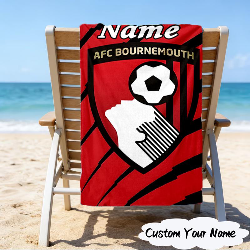 1PC Custom Name Beach Towel Bournemouth Crest Beach Towel, Suitable for Camping, Travel, Beach Accessories, Super Absorbent, Family Gift
