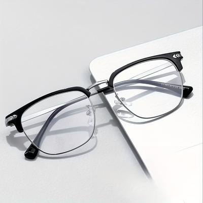 1pc Black Silvery Metal Frame Glasses Detachable Lenses Stylish Eyewear for Men Women