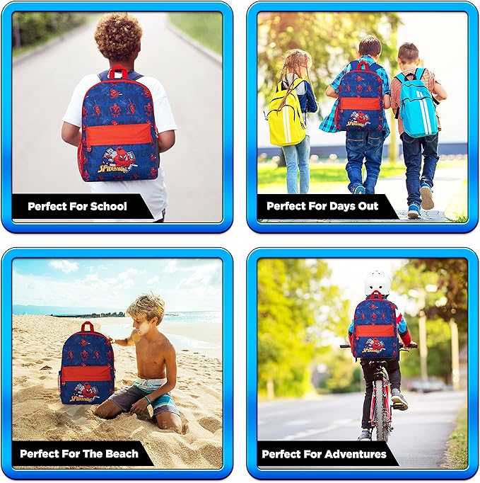 Spiderman Backpack for Kids, Blue and Red Design, Adjustable Straps, Lightweight Durable School Bag for Boys Girls