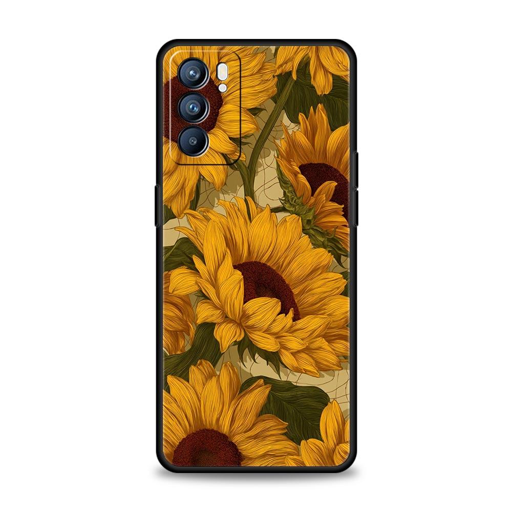 Abstract Plants Flower Phone Case For Oppo A17 A31 A54 A57 A78 A79 A98 Find X5 X6 Reno 6 7 8 10 11 12 13 F Pro 5G Soft TPU Cover