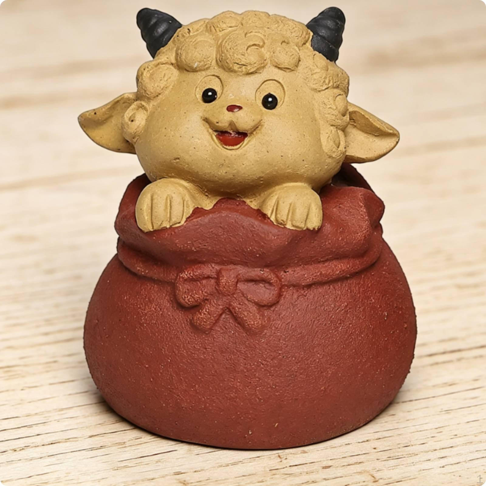 Sheep Tea Pet Handmade Male Figurine Collectible Ornament Lucky Bag Lucky Bag Sheep -