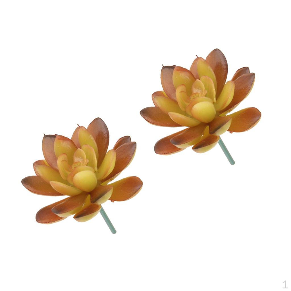 

2 Pieces Artificial Succulent Plant Flower Foliage Leaves Home Decoration