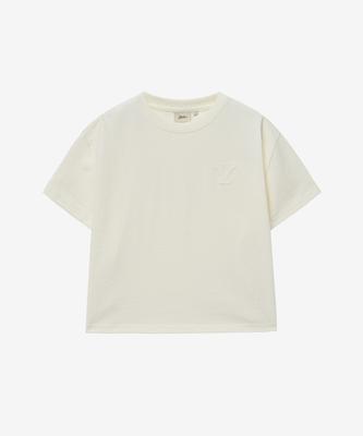YALE Women'S Crop Applique Short Sleeve T-Shirt_Ivory