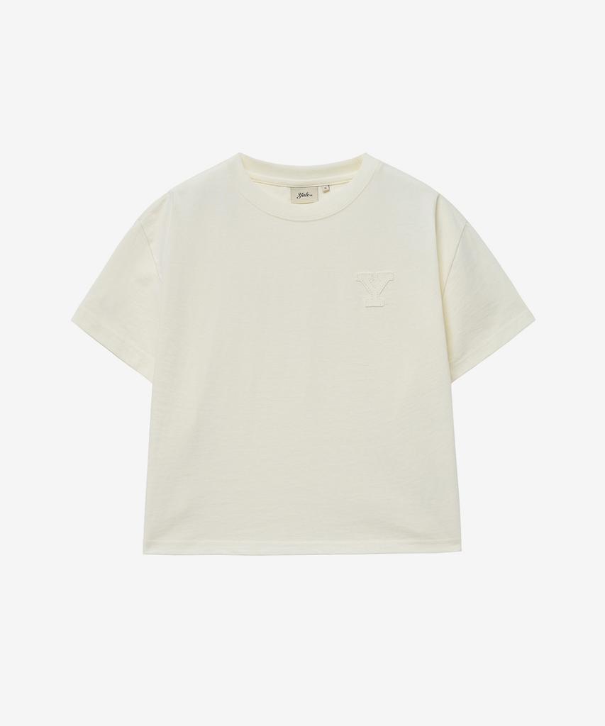 YALE Women'S Crop Applique Short Sleeve T-Shirt_Ivory